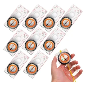 Kit 10 Bússolas Alta Precisão com Cordão e Régua – Navegação e Sobrevivência