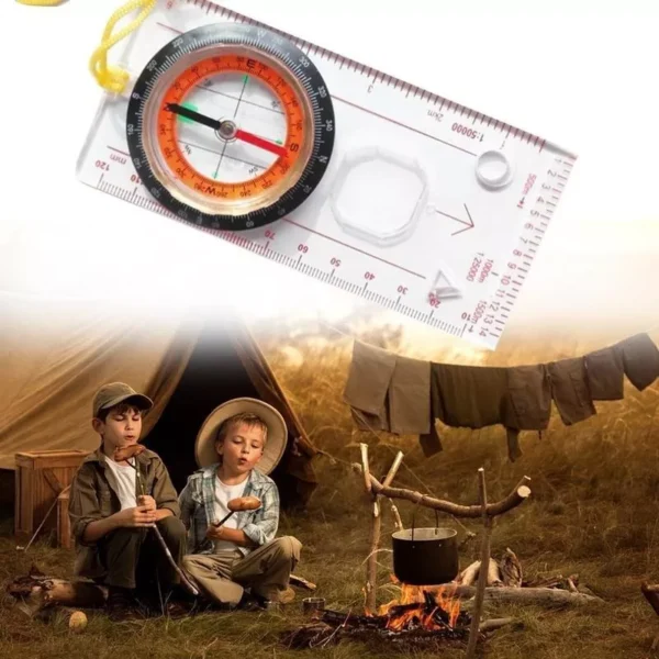 Kit 10 Bússolas Alta Precisão com Cordão e Régua – Navegação e Sobrevivência - Imagem 4