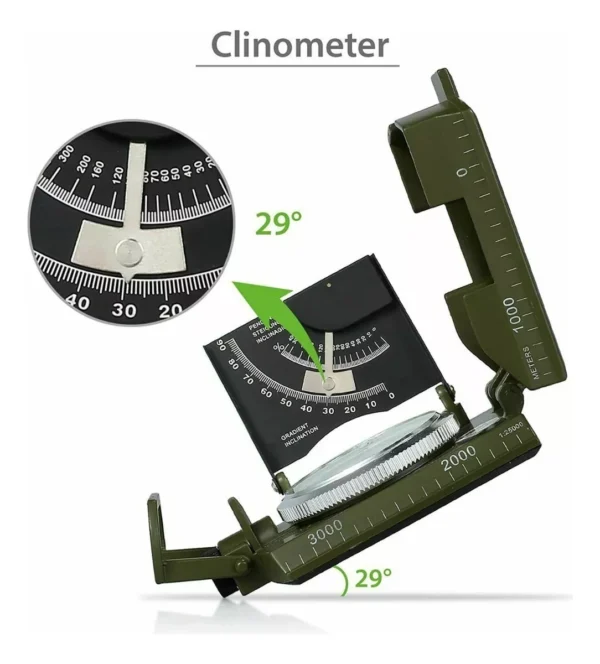 Bússola Militar Tática de Metal Profissional – Com Bolsa e Escalímetro - Imagem 6