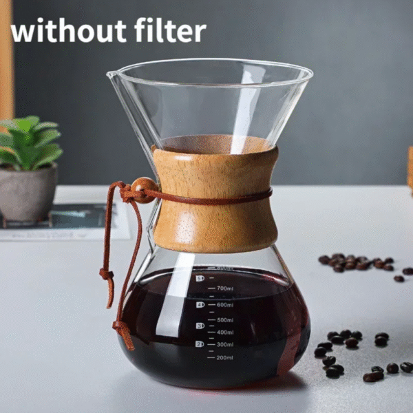 Chaleira Manual de Café em Vidro com Filtro Inox 400ml a 800ml Durável