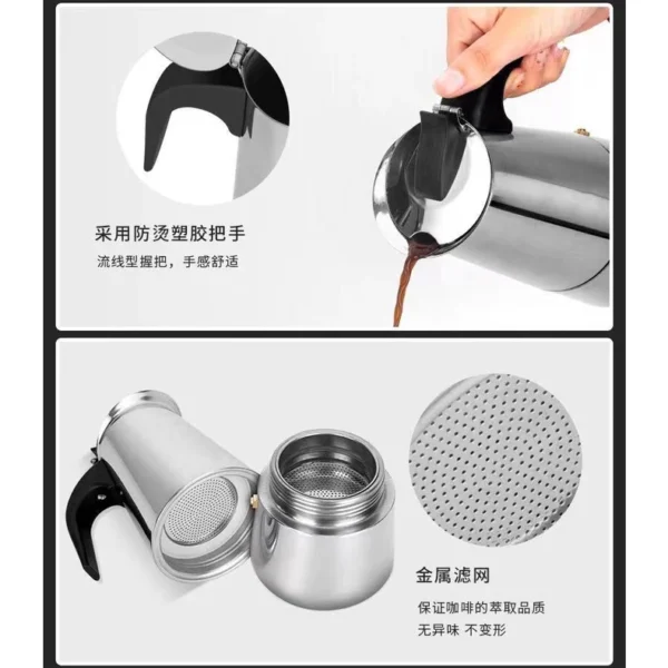 Cafeteira Italiana em Aço Inoxidável para 12 Xícaras - Imagem 5
