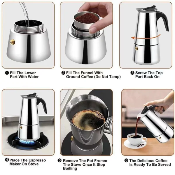 Cafeteira Italiana em Aço Inoxidável para 12 Xícaras - Imagem 6