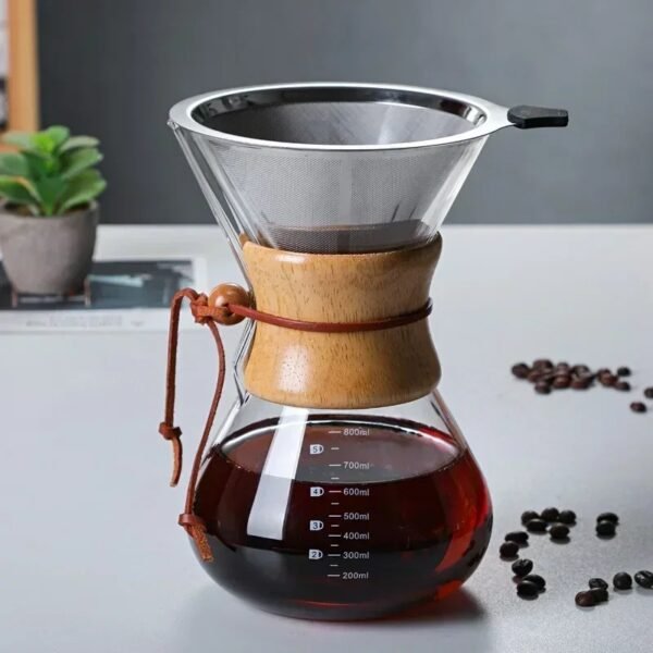 Chaleira de Café de Vidro Manual com Filtro de Aço Inoxidável – JUNBOPRO - Imagem 7