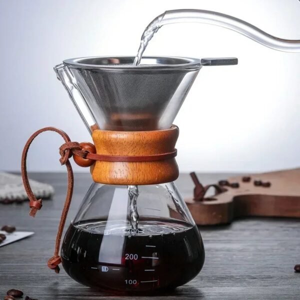 Chaleira de Café de Vidro Manual com Filtro de Aço Inoxidável – JUNBOPRO - Imagem 4
