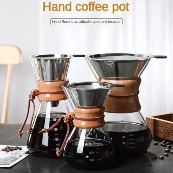 Chaleira Manual de Café em Vidro com Filtro Inox 400ml a 800ml Durável - Imagem 2