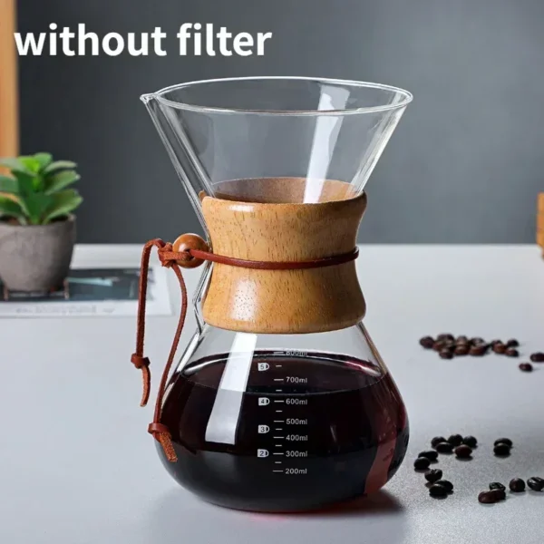 Chaleira Manual de Café em Vidro com Filtro Inox 400ml a 800ml Durável - Imagem 11