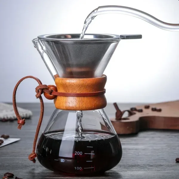 Chaleira Manual de Café em Vidro com Filtro Inox 400ml a 800ml Durável - Imagem 3