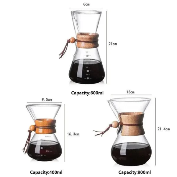 Chaleira Manual de Café em Vidro com Filtro Inox 400ml a 800ml Durável - Imagem 6
