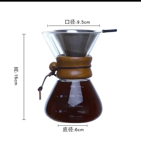 Chaleira Manual de Café em Vidro com Filtro Inox 400ml a 800ml Durável - Imagem 8