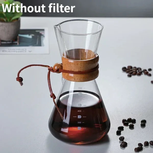 Chaleira Manual de Café em Vidro com Filtro Inox 400ml a 800ml Durável - Imagem 9