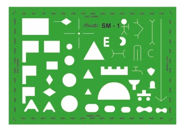 Kit com 2 Gabaritos Técnicos Trident – Elipses D-25 e Símbolos Militares SM-1 - Imagem 2