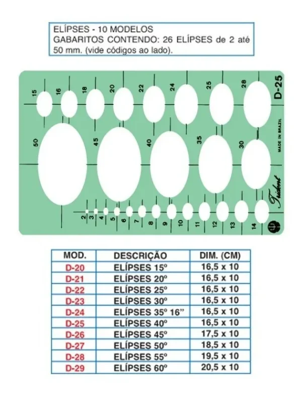 Kit com 2 Gabaritos Técnicos Trident – Elipses D-25 e Símbolos Militares SM-1 - Imagem 5