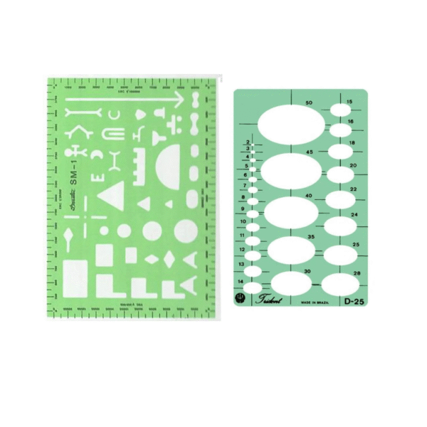 Kit com 2 Gabaritos Técnicos Trident – Elipses D-25 e Símbolos Militares SM-1